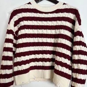 Devi Distressed Cable Pullover